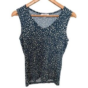 Kettlewell Navy Ivory Sleeveless V-Neck Viscose Top S Breathable